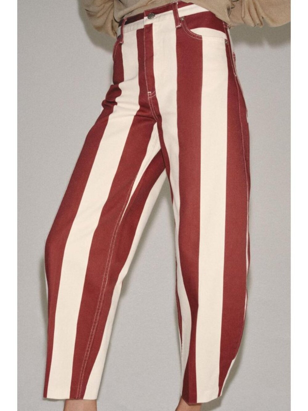 ZARA ZW COLLECTION HIGH WAIST STRIPED TAPERED JEANS
